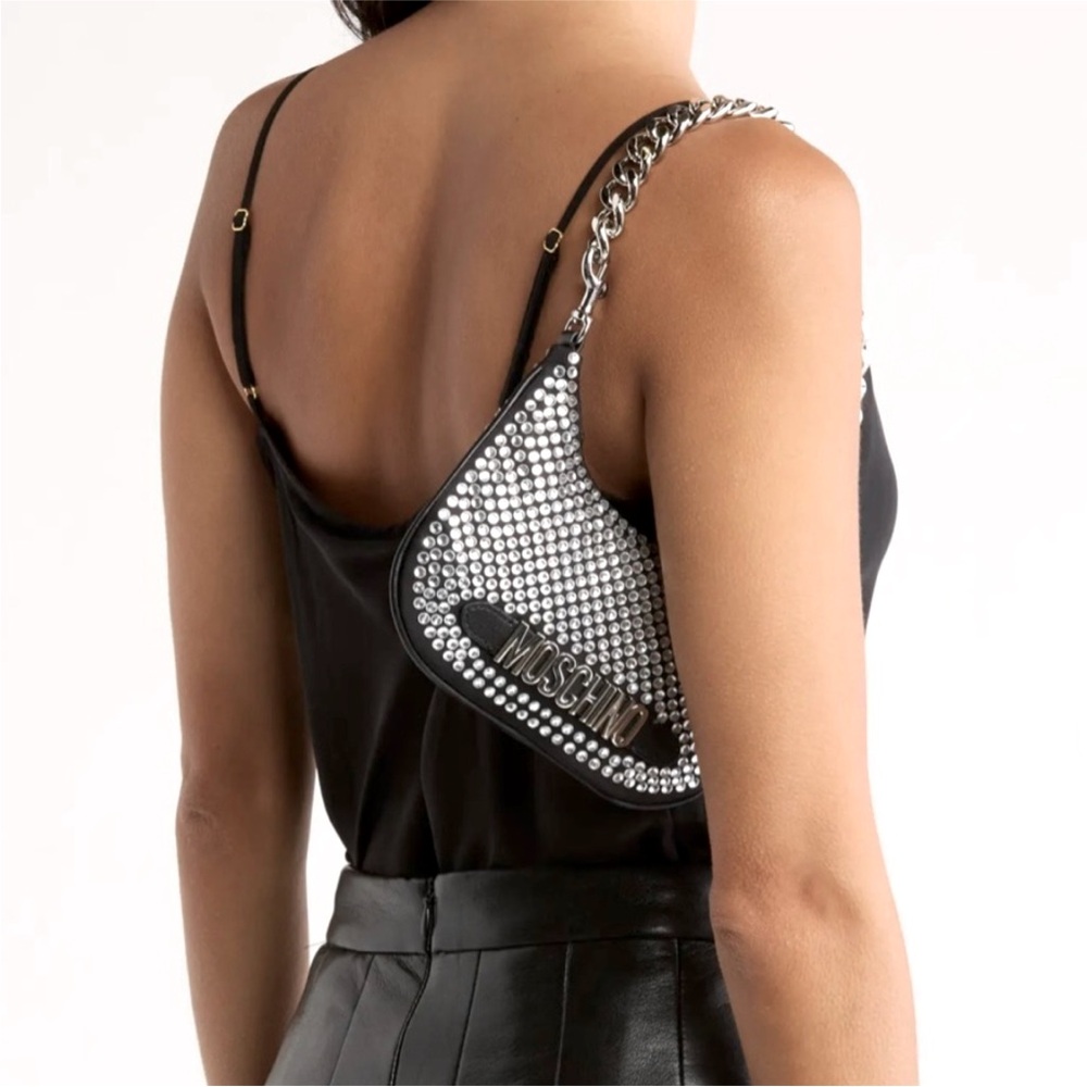 Moschino Rhinestone Embellished Shoulder Bag